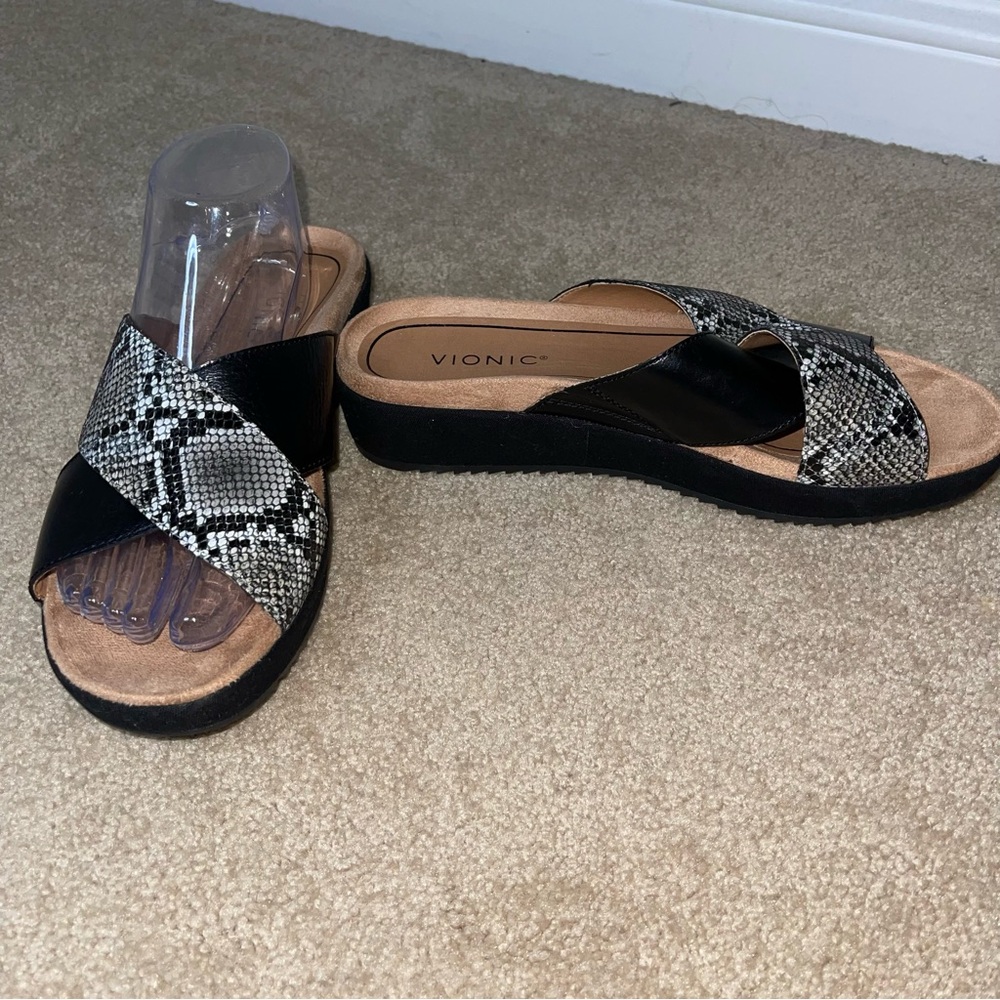 Vionic Black and Snake Print Sandals - Picture 3 of 7